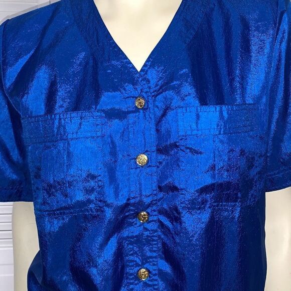 Vintage 80s Worthington Essentials Blouse with Shoulder Pads / Size 14M - Picture 3 of 11